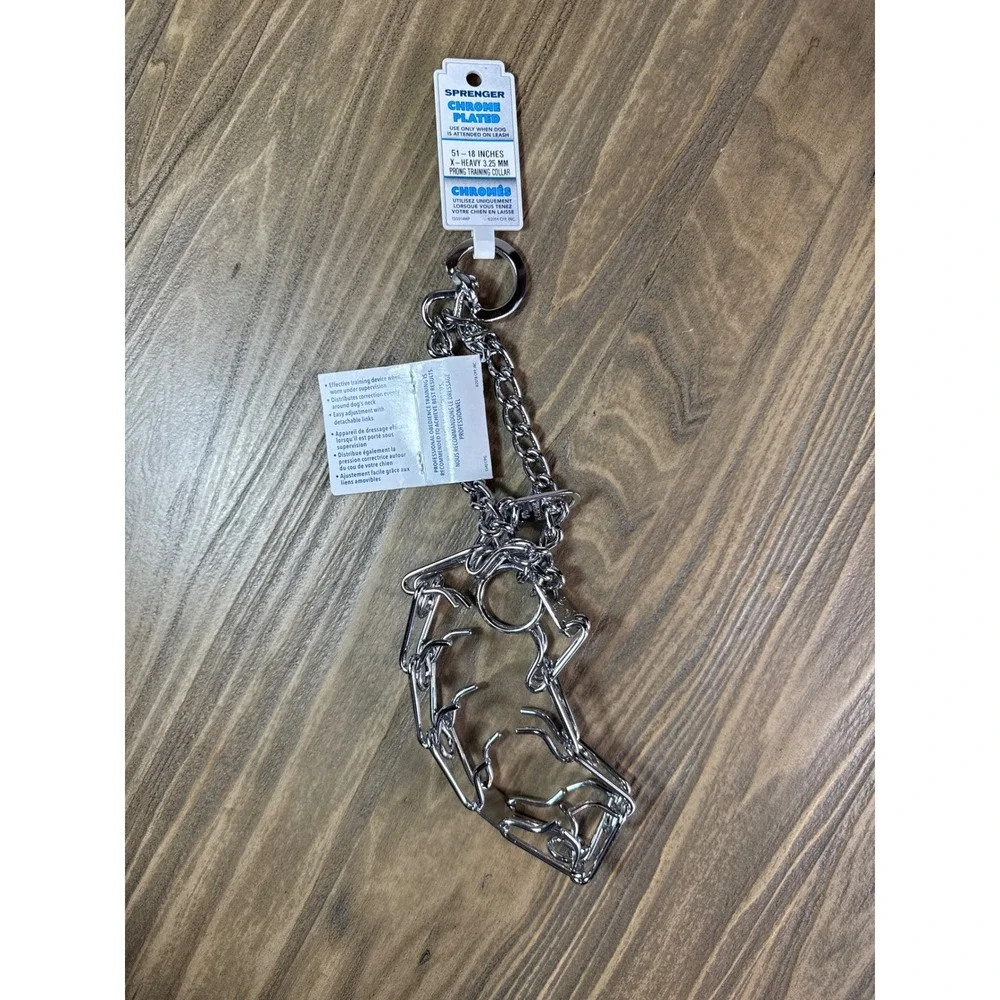 Herm Sprenger Ultra Training Collar Dog 18in Silver New Chrome 3.25mm Prong